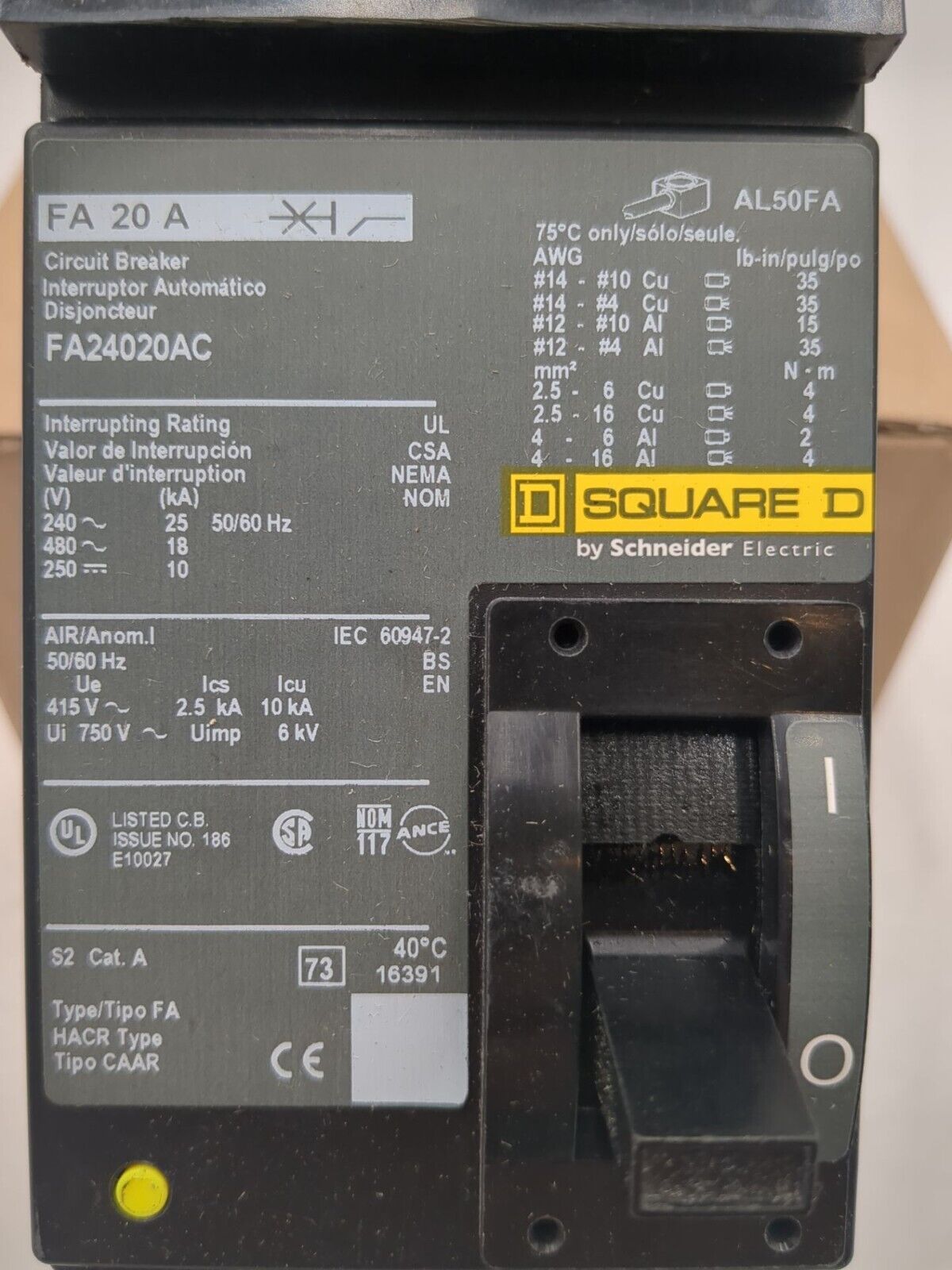 Square D FA24020AC New