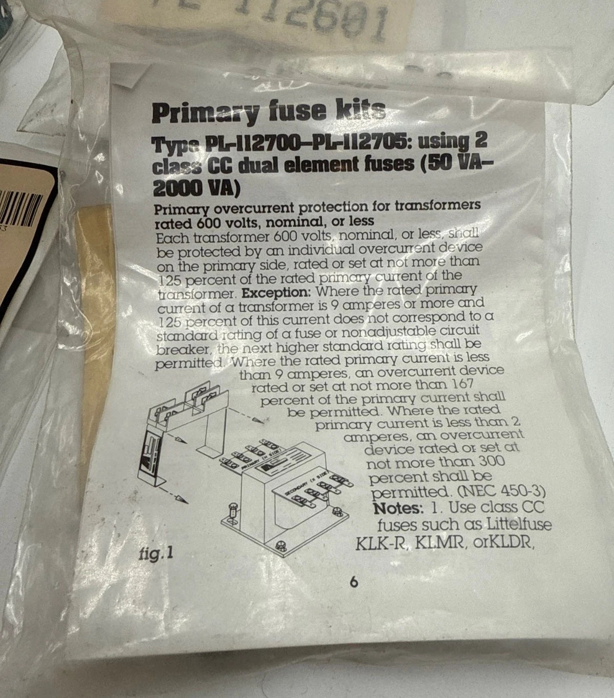 5PC Lot ACME PL-112601 Transformer Secondary Fuse Kit For 13/32" x 1-1/2" New