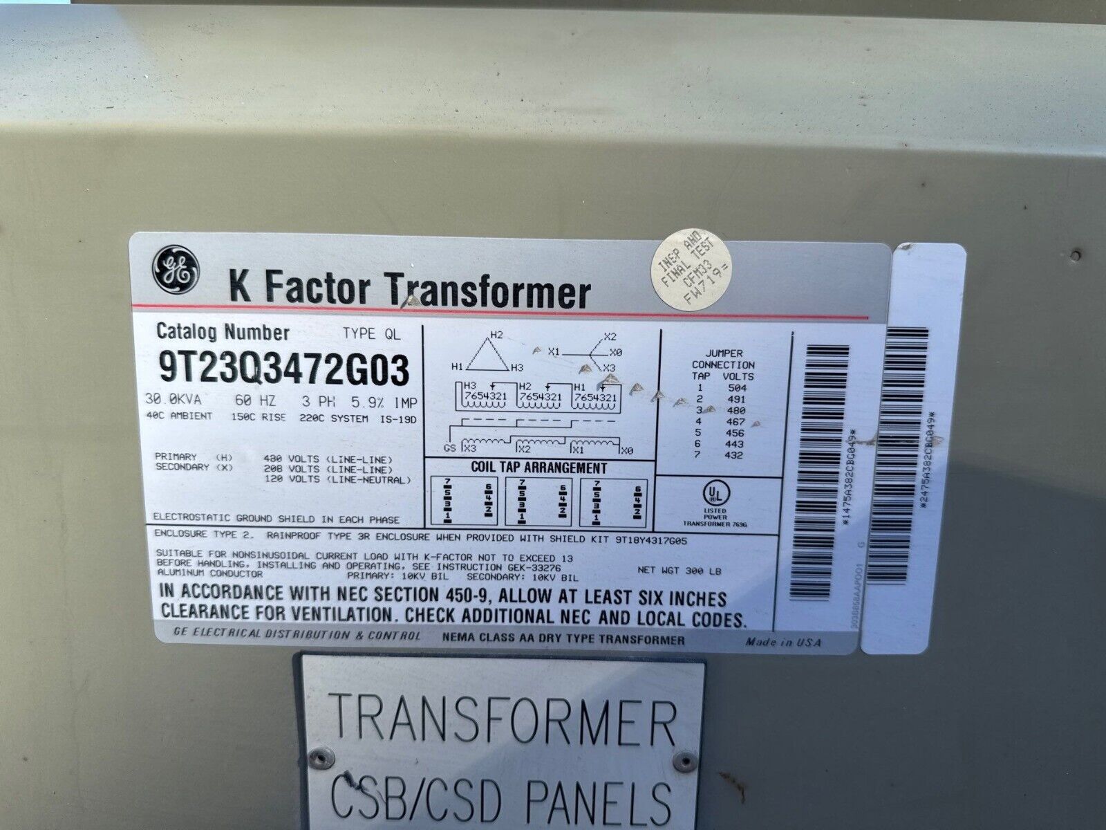 GE 9T23Q3472G03 Used