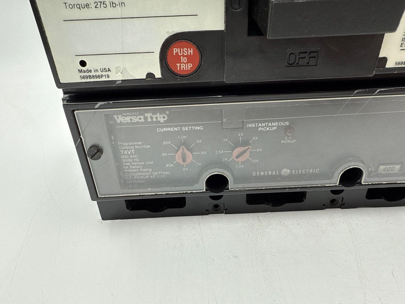 GE TJL4V2604 Circuit Breaker 400A 3P 600V 3PH TJL 400 Amp 3 Pole VersaTrip T4VT Used