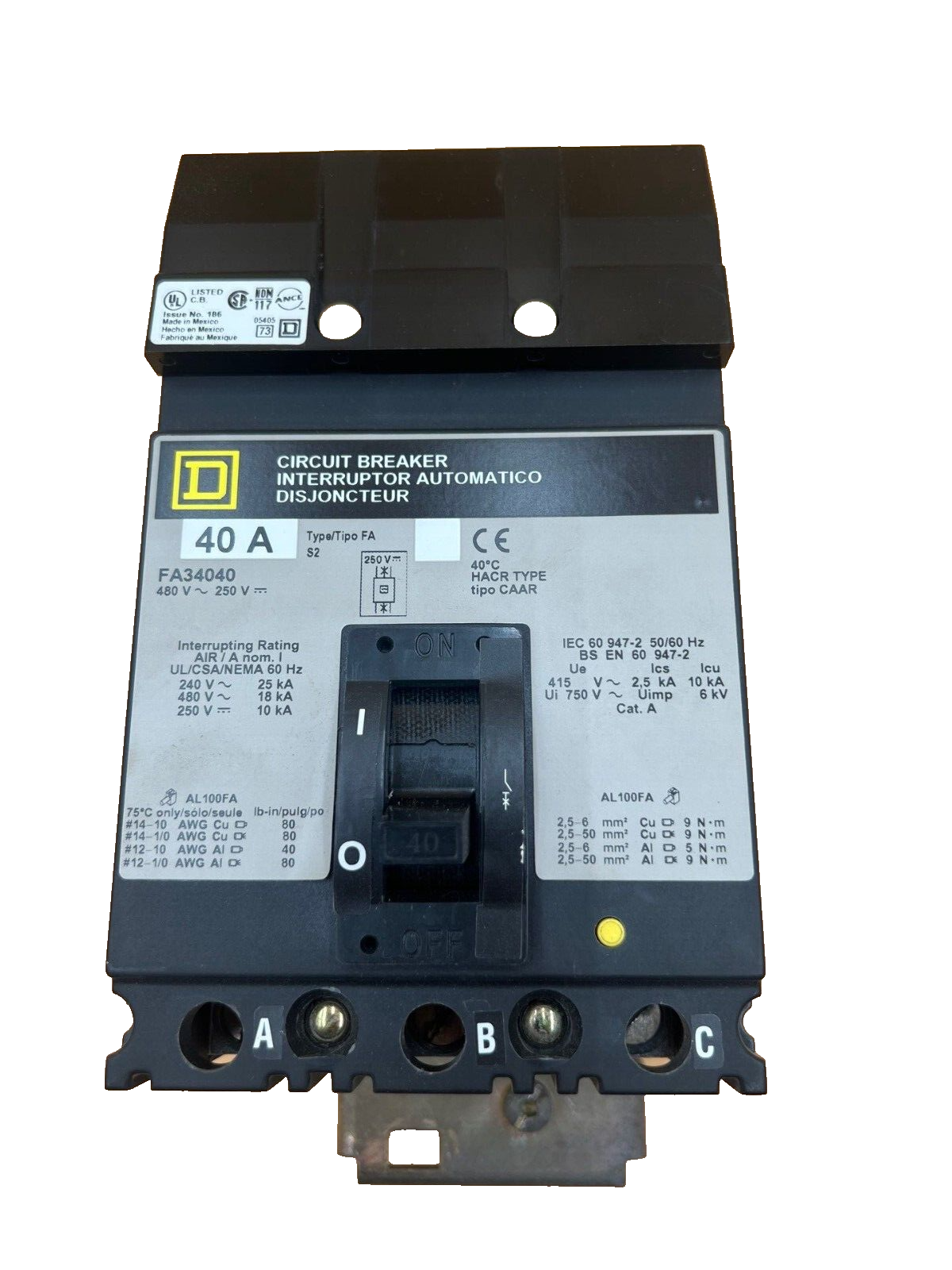 Square D FA34040 Used