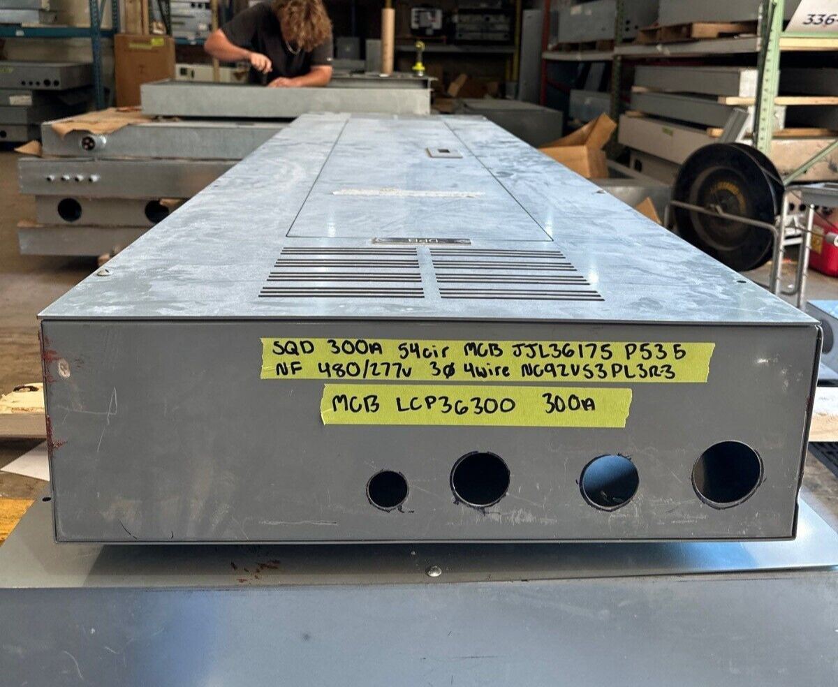 Square D NF Panelboard 300A 480/277V 3PH 4W Indoor Encl 54 Cir MCB Main LCP36300 P535 Used