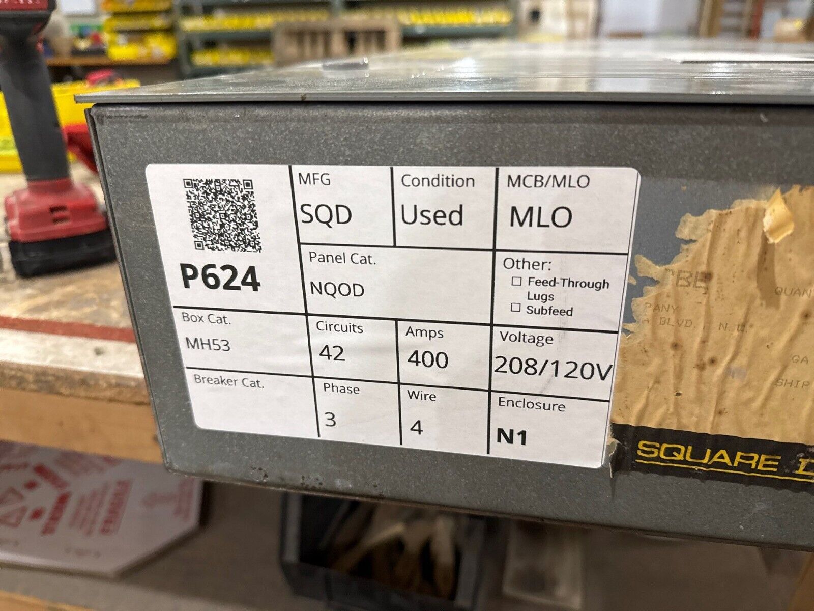 Square D NQOD Panelboard 400A 208/120V 3PH 4W 42 Circuit Indoor Encl MLO MH53 P624 Used