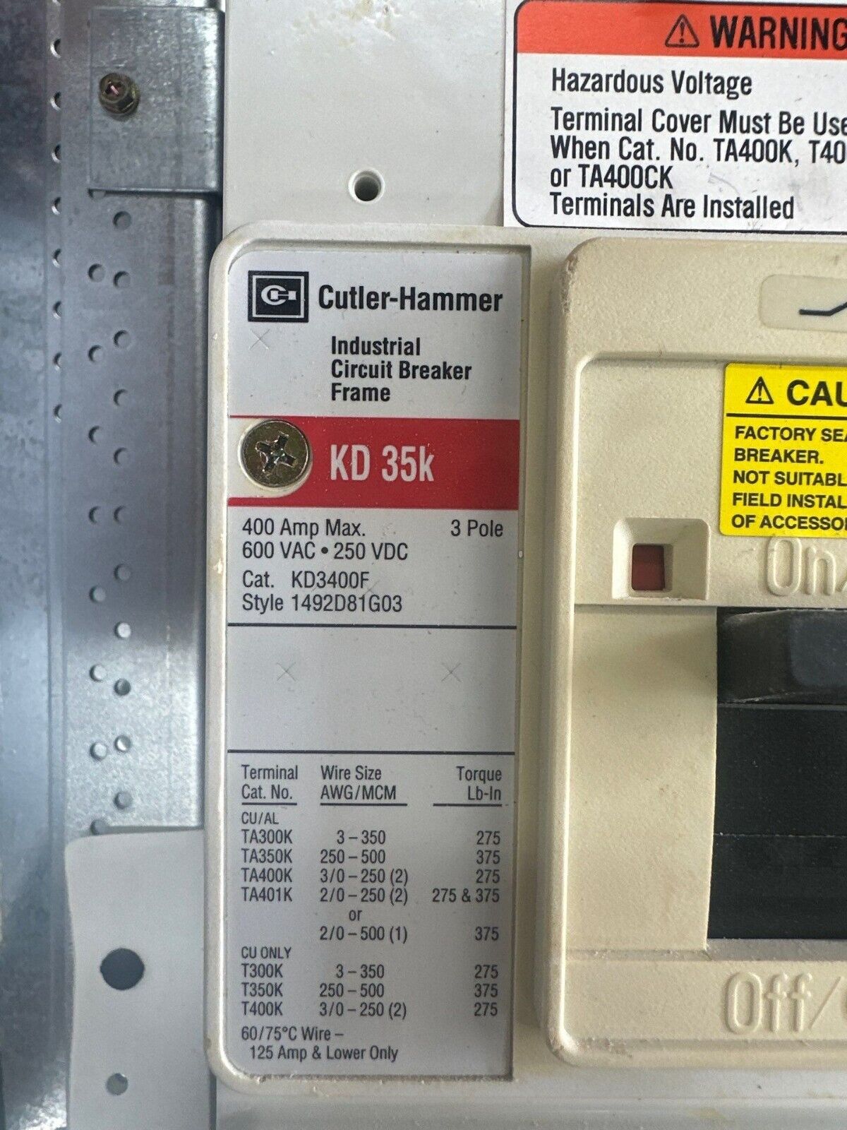 Cutler Hammer PRL1A Panelboard 400A 208Y/120V 3PH 4W 42 Cir Indoor Encl MCB P415 Used