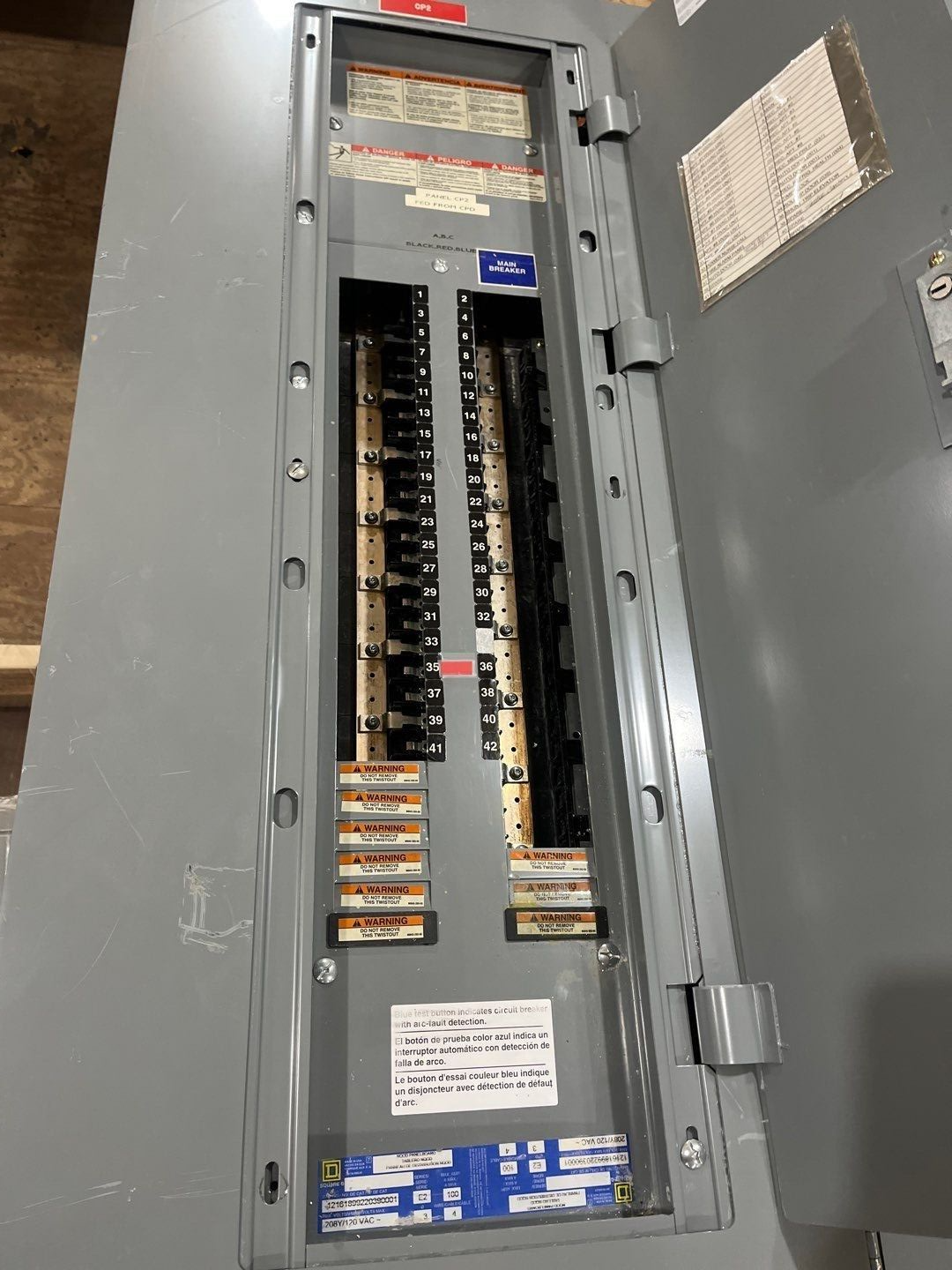 Square D NQOD Panelboard 100A 208Y/120V 3PH 4W 100 Amp Main Lug MLO 42 Circuit P263 Used