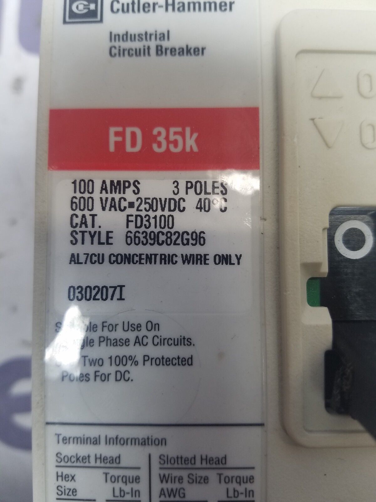 Cutler-Hammer FD3100 Used