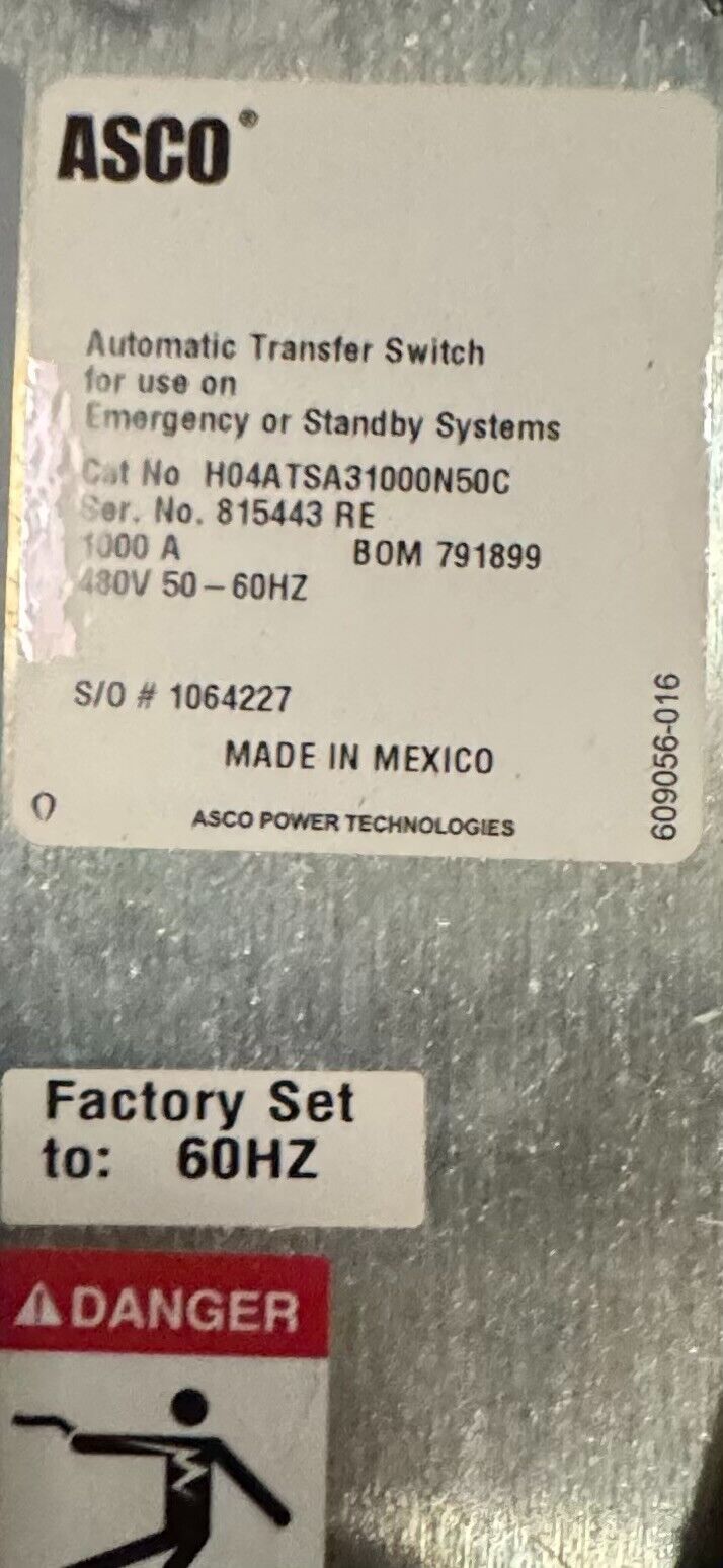 ASCO H04ATSA31000N50C Used