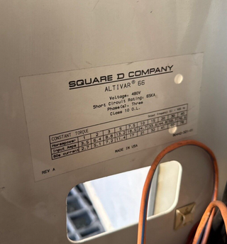 Square D Model 6 39" MCC Bucket VFD ACH580-01-044A-4 25HP 480V 3PH Altivar 66 Used