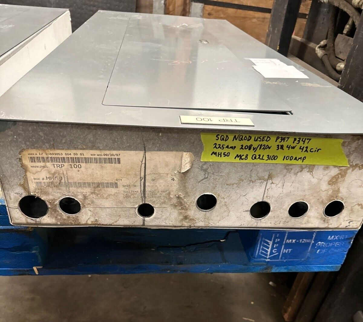 Square D NQOD Panelboard 225A 208/120V 3PH 4W Q2L3100 MCB 42 Circuit Indoor Encl P347 Used
