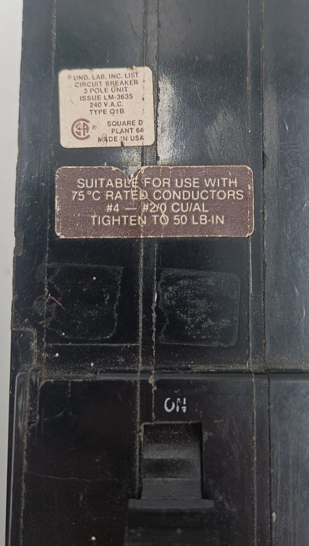 Square D Q1B390 Circuit Breaker 90A 3P 240V 3PH Q1B QIB 90Amp 240Volt USED Used