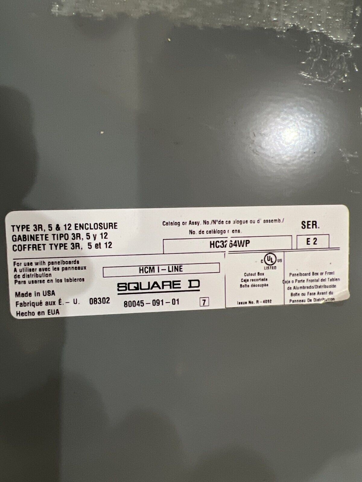 Square D HCM I-Line Panelboard 225A 480V 3PH 3W MCB 30 Circuit 3R Outdoor Encl P611 Used