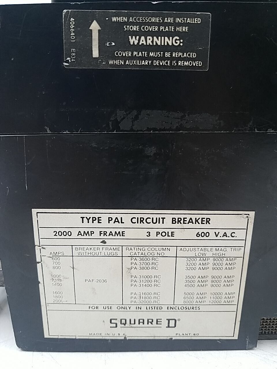 Square D PAF2036 Used