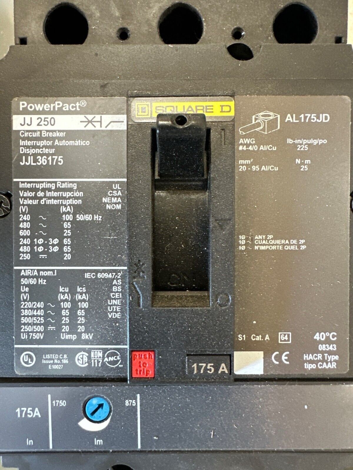 Square D NF Panelboard 300A 480/277V 3PH 4W Indoor Encl 54 Cir MCB Main LCP36300 P535 Used