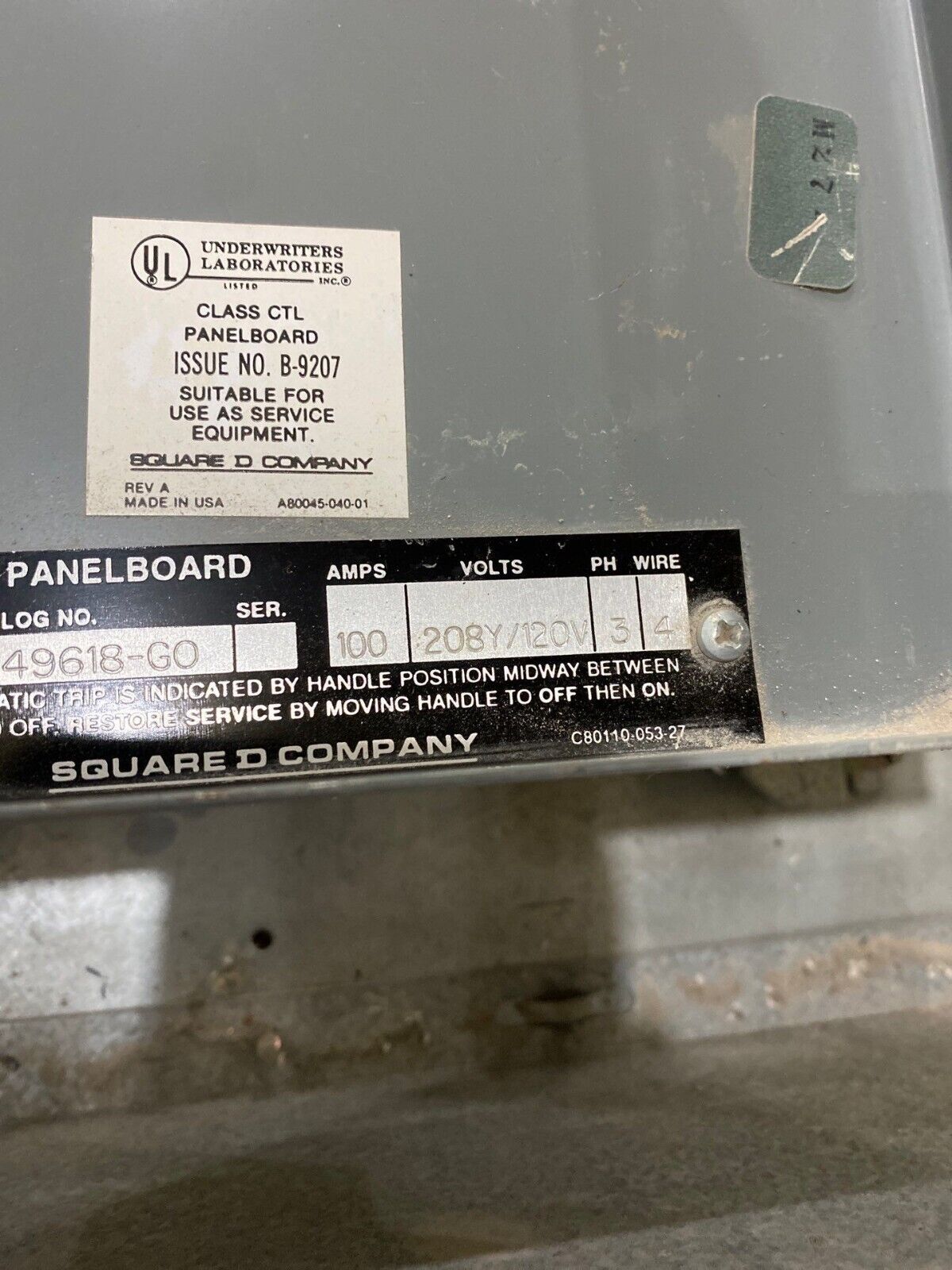 Square D NQOD Panelboard 100A 208/120V 3PH 4W 42 Circuit Indoor Encl MCB QOB3100 P648 Used