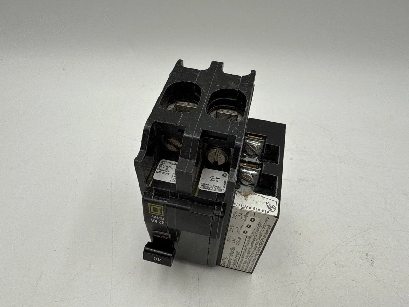 Square D QOB240VH1021 Circuit Breaker 40A 2P 240V 22kA Shunt Trip 40 Amp 2 Pole New