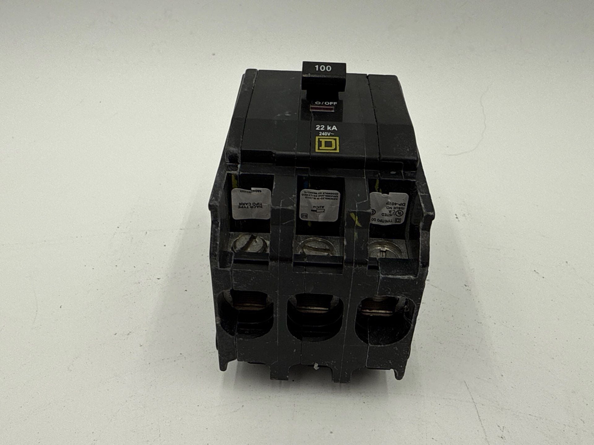 Square D QO3100VH Plug On Circuit Breaker 100A 3P 240V QO 100 Amp 22kA Used