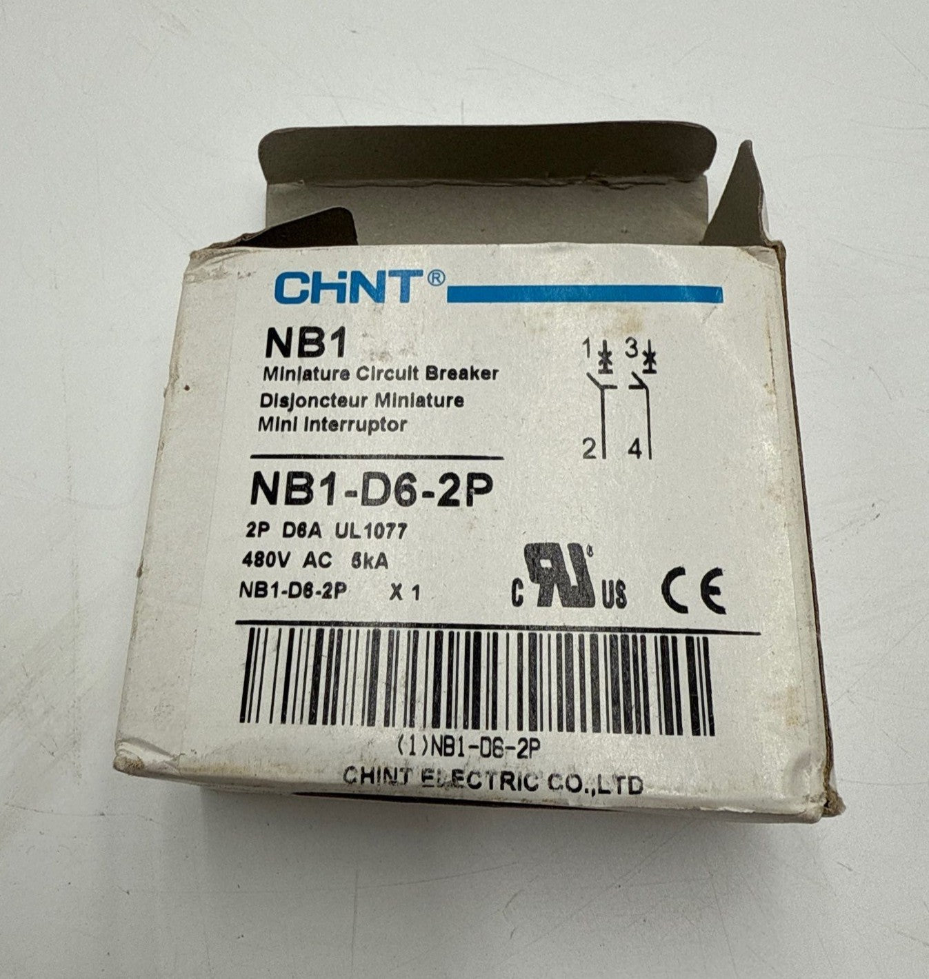 CHINT NB1-D6-2P Miniature Circuit Breaker 6A 2P 480V DIN Rail NB1D62P New