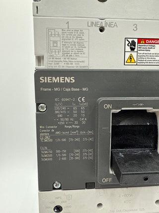 Siemens NMG3B600L Circuit Breaker 600A 3P 600V 3PH NMG 600 Amp 3 Pole New