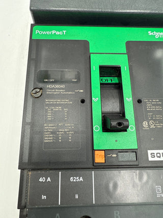 Square D HDA36040 I-Line Circuit Breaker 40A 3P 600V HDA PowerPact 40 Amp New