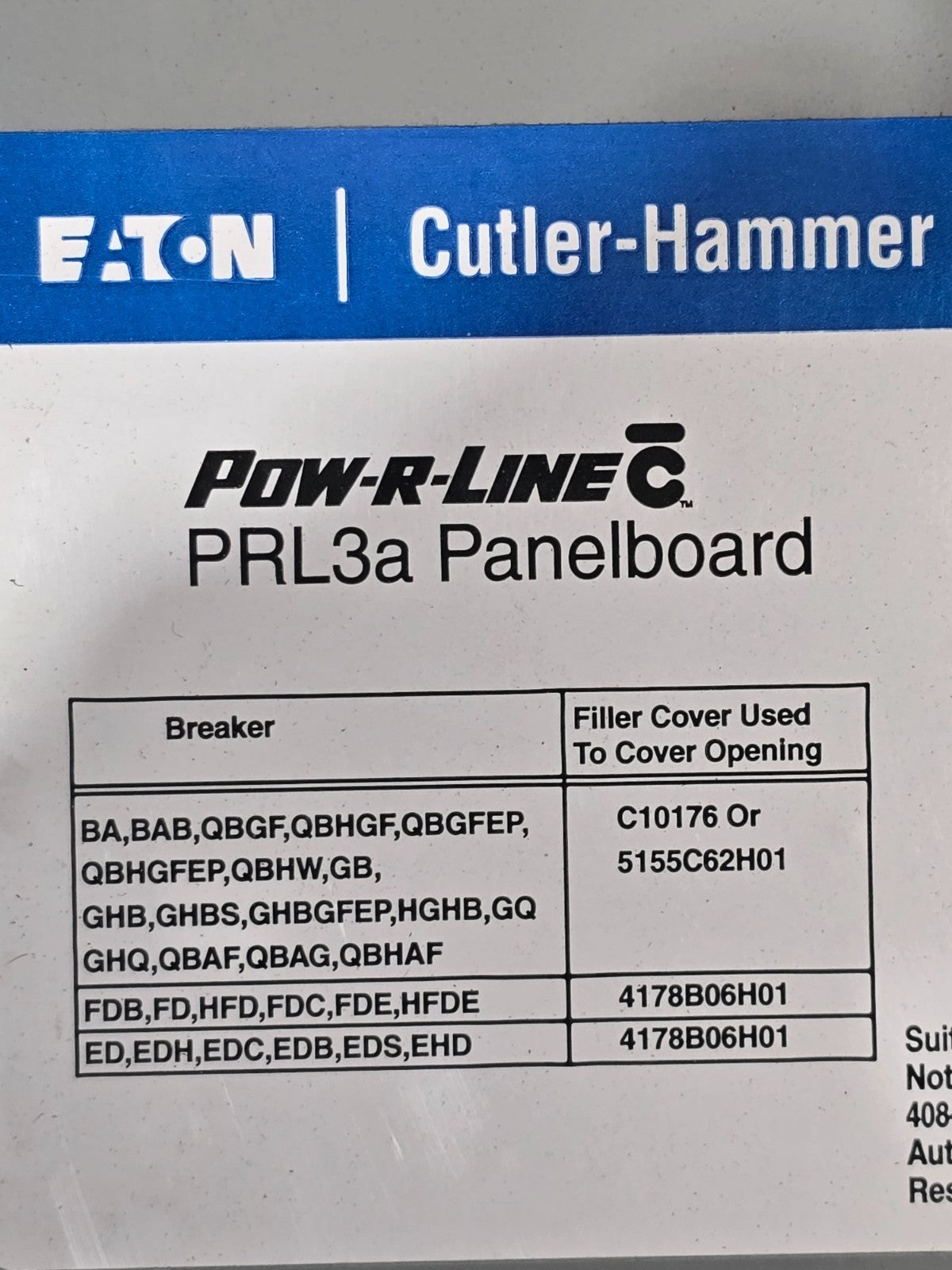 Eaton PRL3A Panelboard 600A 480V 3PH 3W MLO 600 Amp Panel EZB2060R Indoor Encl Used