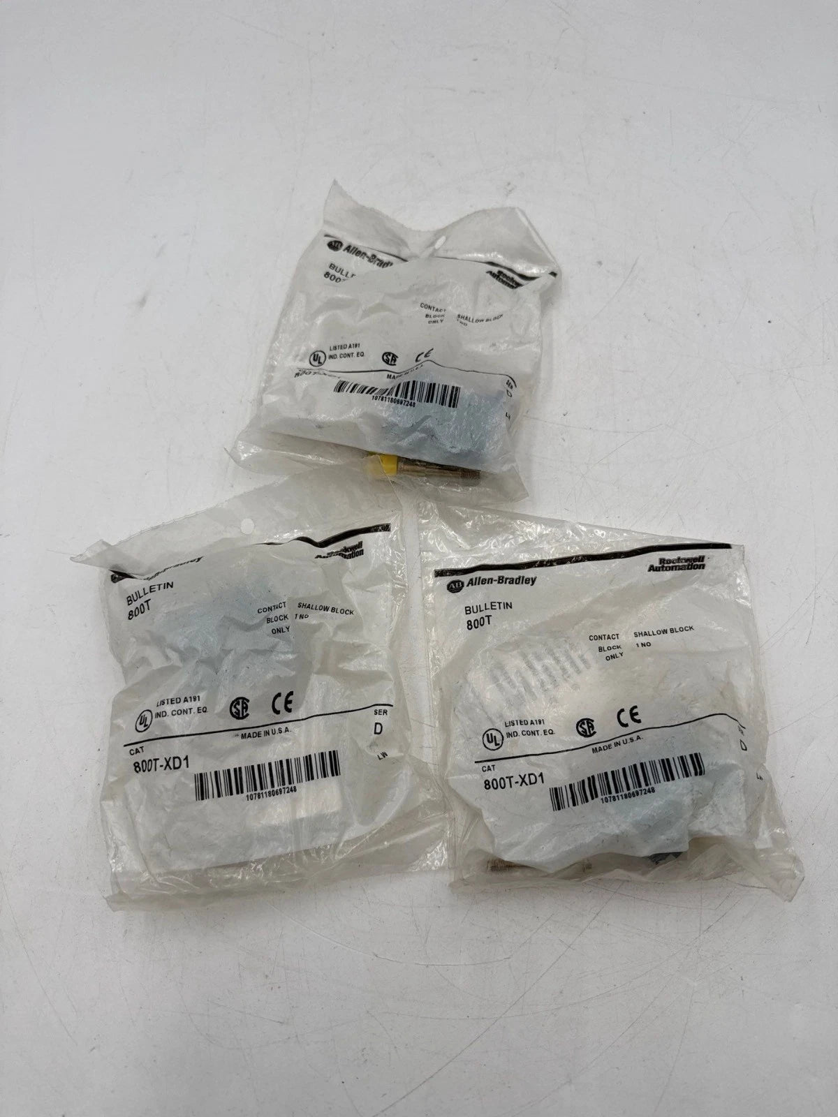 3PC Allen Bradley 800T-XD1 Contact Block 1 N/O TYPE 4, 13 30MM 600V 800TXD1 New