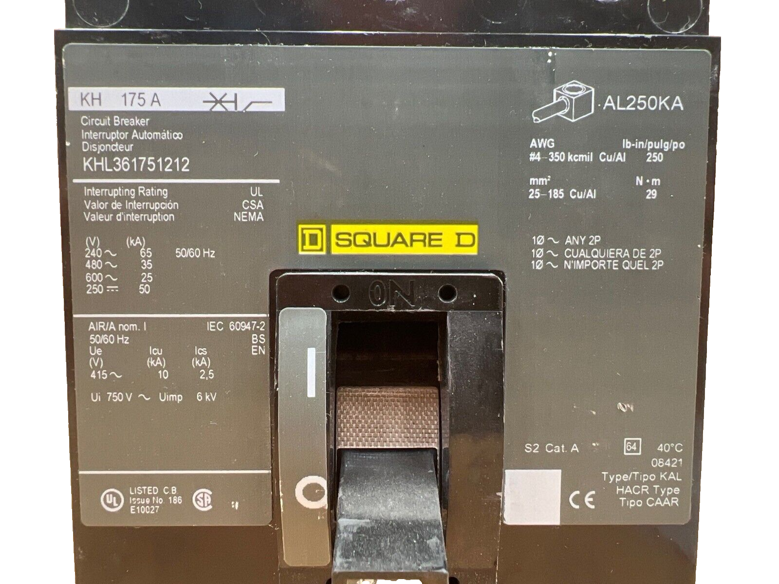 Square D KHL361751212 Used