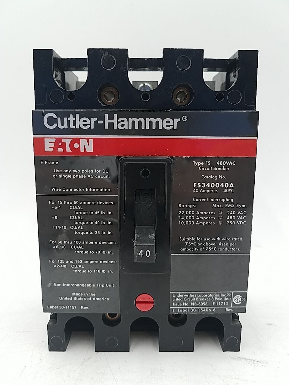 Cutler-Hammer FS340040A Used