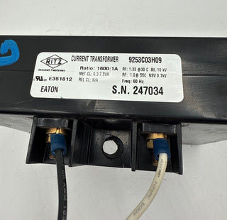 Ritz 9253C03H09 Current Sensor Ratio 1600:1A 50-400Hz 600V Class 10KV BIL Used