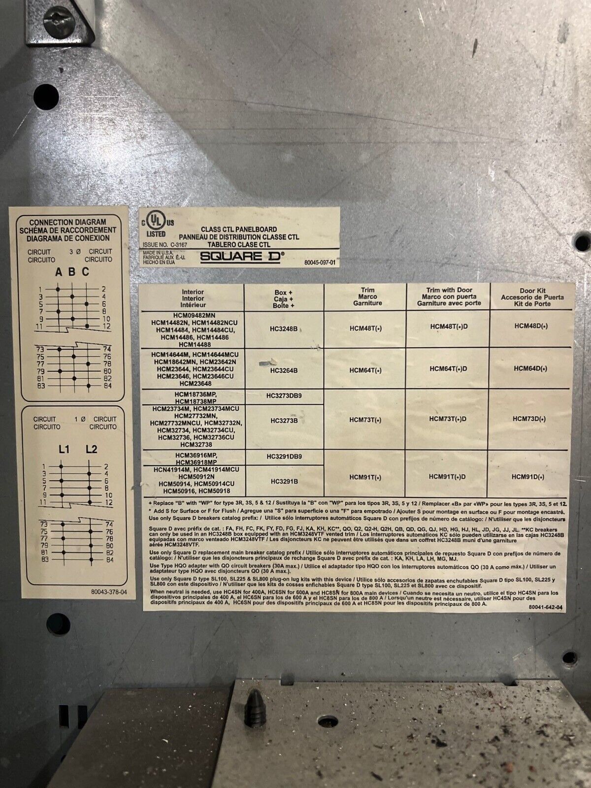 Square D HCM I-Line Panelboard 225A 480V 3PH 3W MCB 42 Circuit 3R Outdoor Encl P612 Used