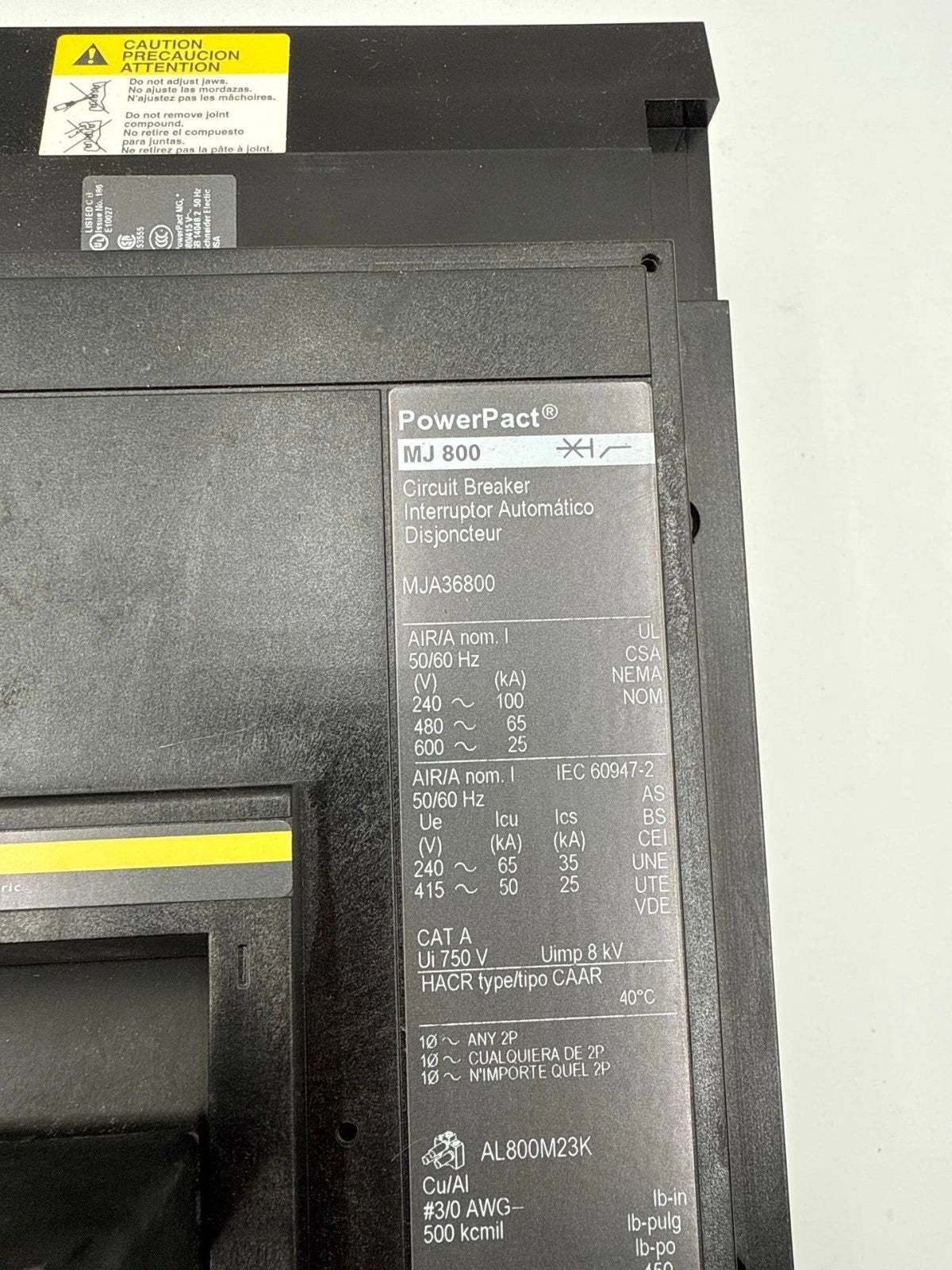 Square D MJA36800 I-Line Circuit Breaker 800A 3P 600V MJA 800 Amp MJ 800 New New