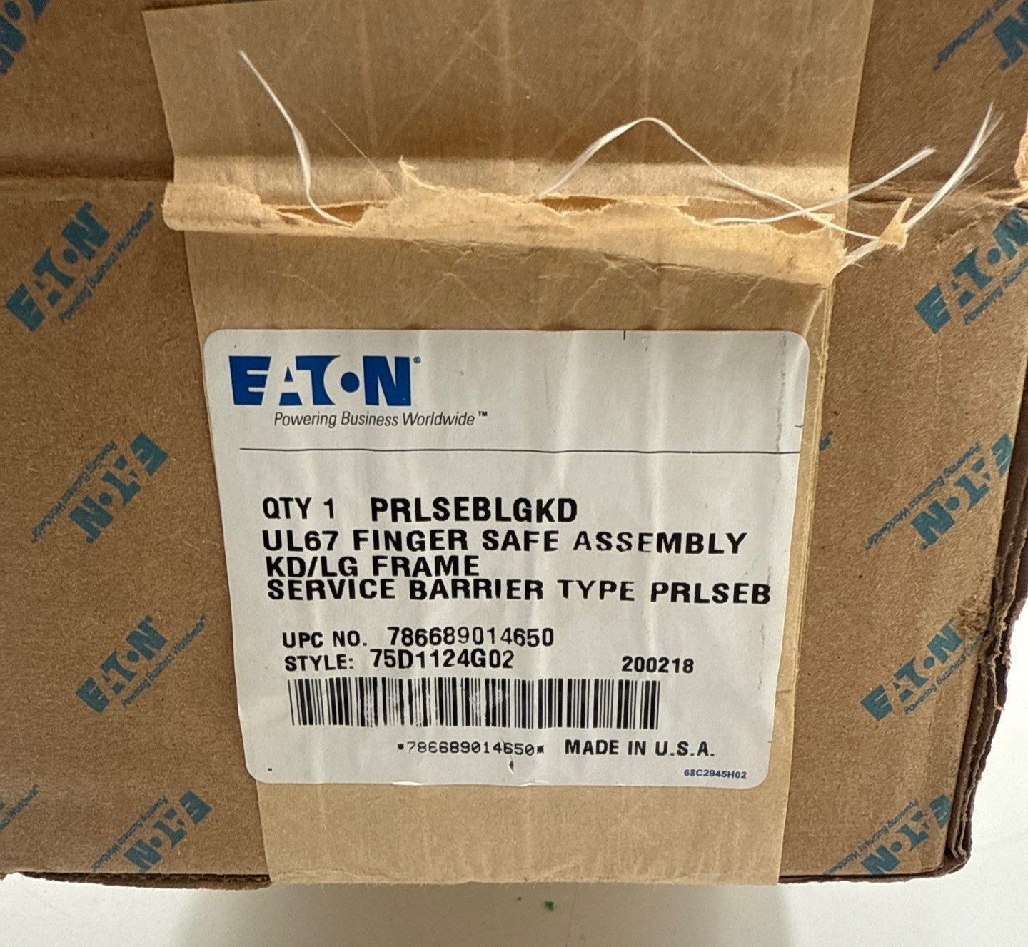 Eaton PRLSEBLGKD Finger Safe KD/LG Frame Service Barrier Assembly New