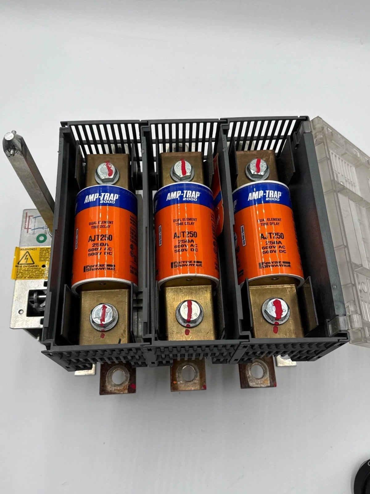 ABB OES400J3 Fused Disconnect Switch 400A 3P 600V 3PH 350HP Fuses AJT250 250 Amp Used