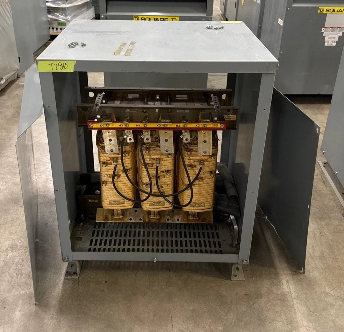 112.5KVA Square D EE112T3H Transformer Pri 480V Sec 208Y/120V Indoor 3PH T280 Used