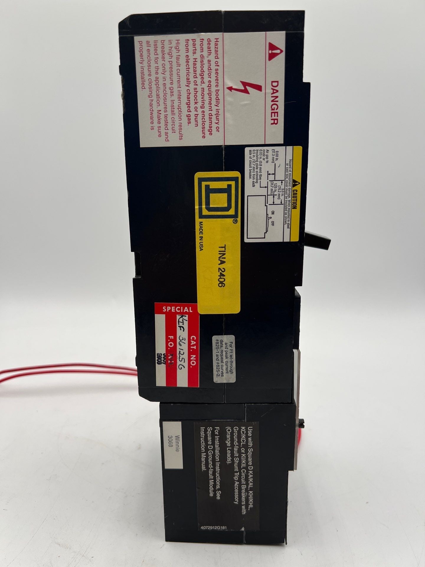 SQUARE D KIF36125G Circuit Breaker 125A 600V 3P 125 Amp Ground Fault GFM250 Used