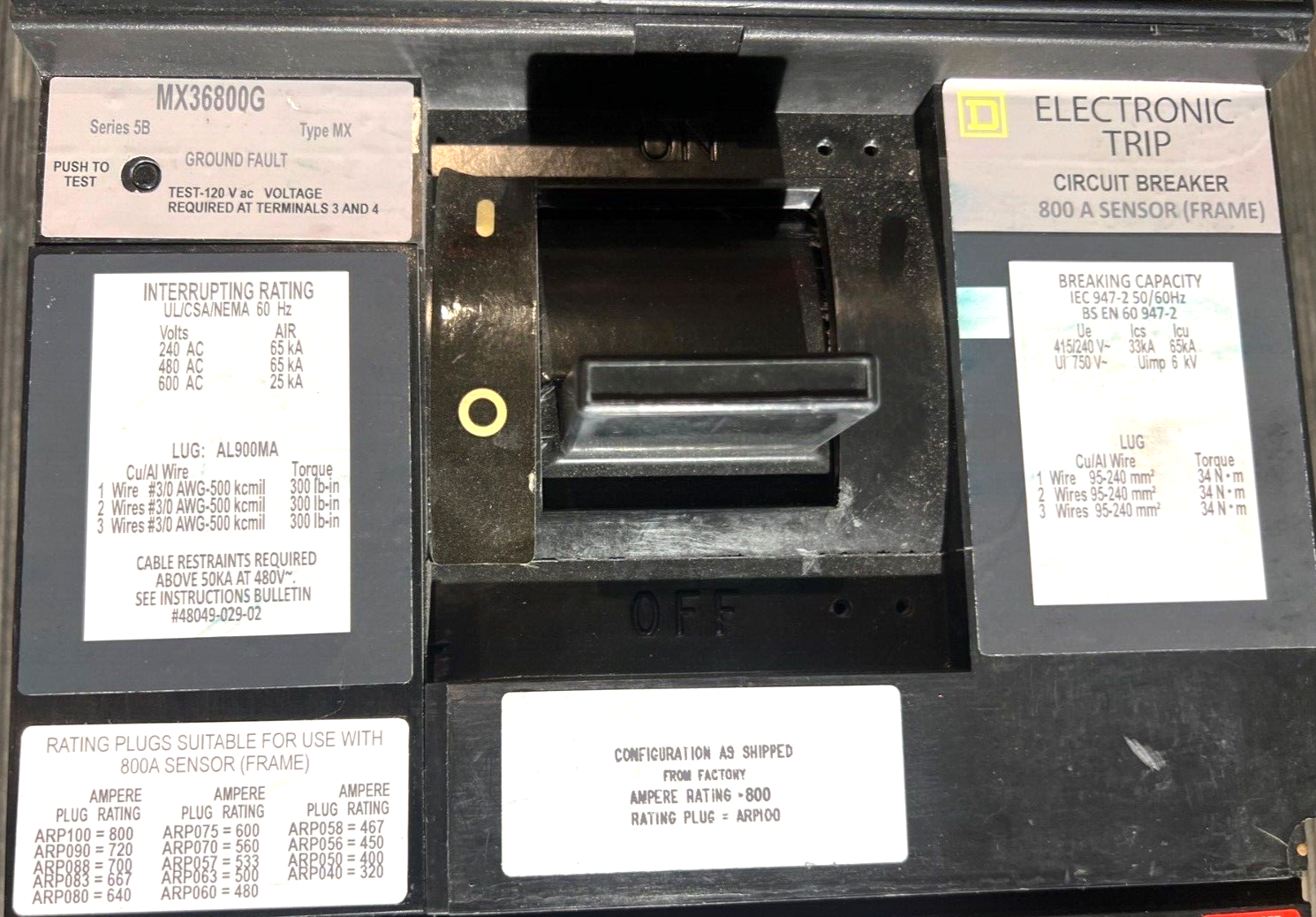 Square D MX36800G Used