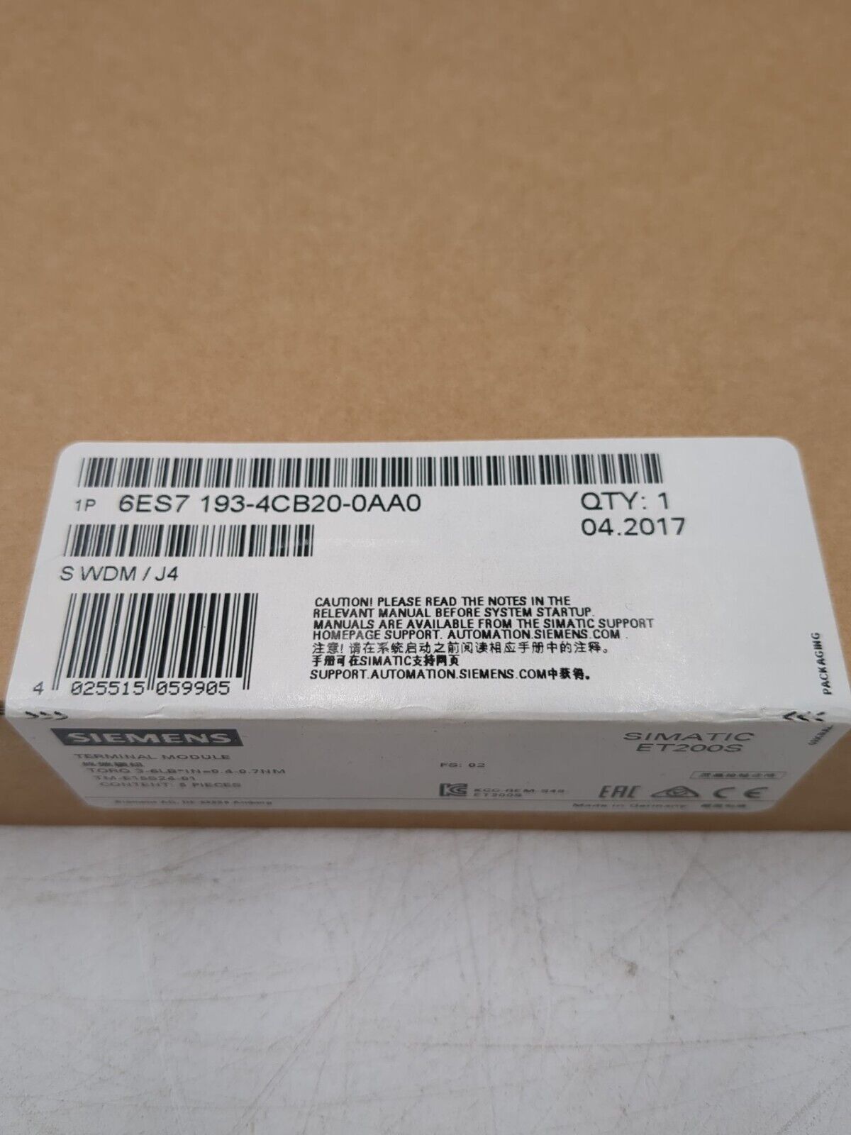 Siemens 6ES7193-4CB20-0AA0 New