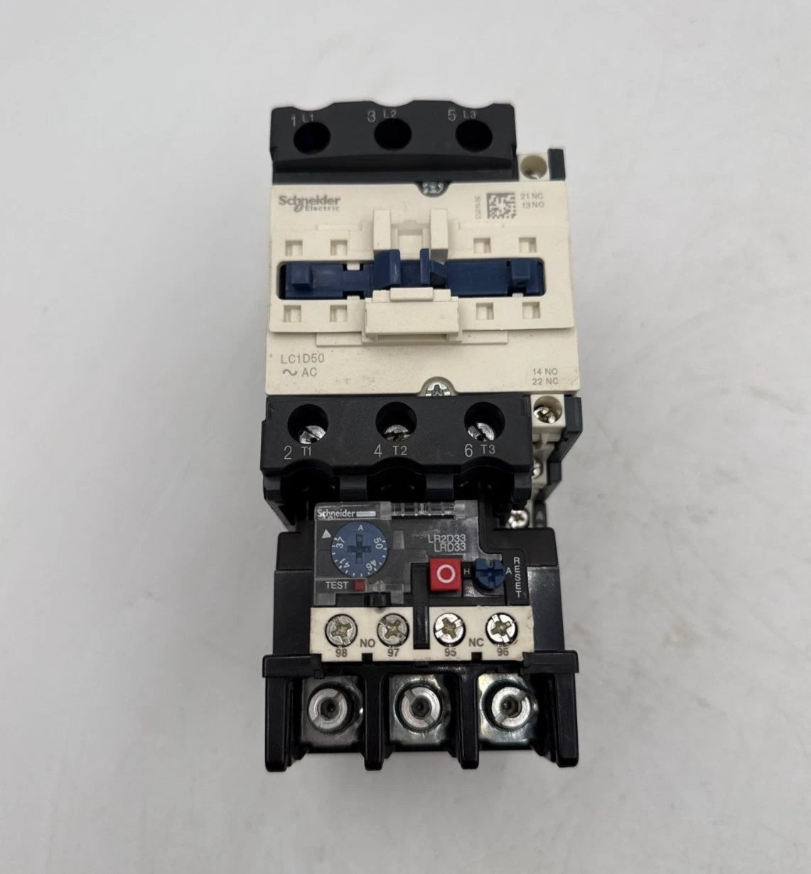 Schneider LC1D50 Starter 70A 3P 600V Coil 120V LC1D50G7 Overload LRD3357 Used