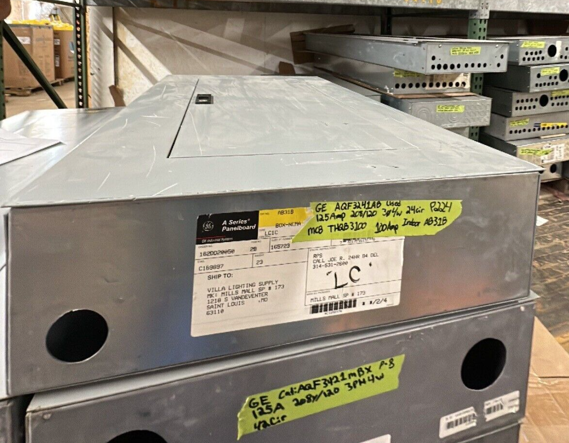 GE AQF3421AB Panelboard 125A 208Y/120V 3PH 24 CIR Indoor Encl MCB AB31B Box P224 Used