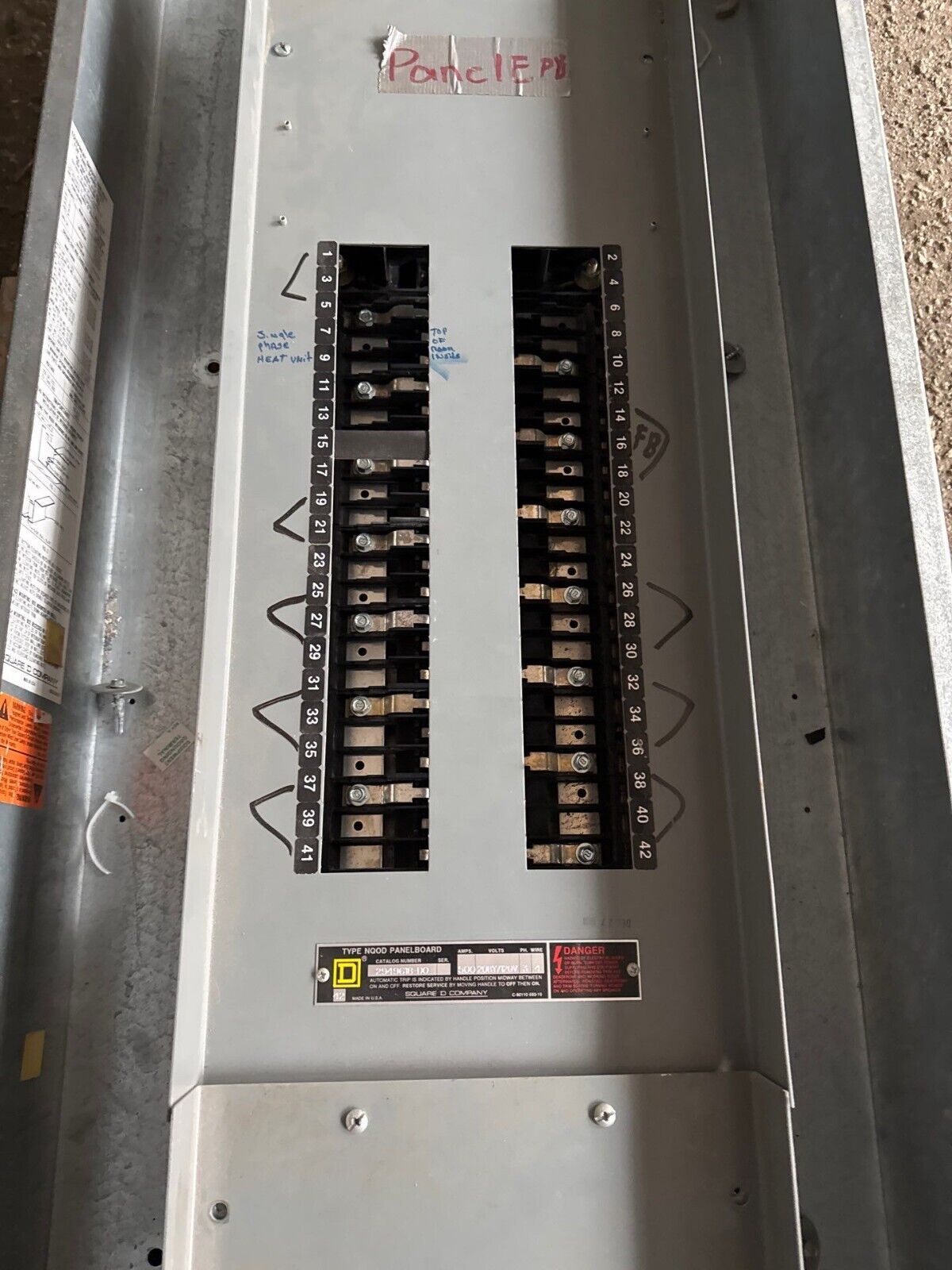 Square D NQOD Panelboard 500A 208/120V 3PH 4W 42 Cir Indoor Encl MCB MAP36500 P629 Used