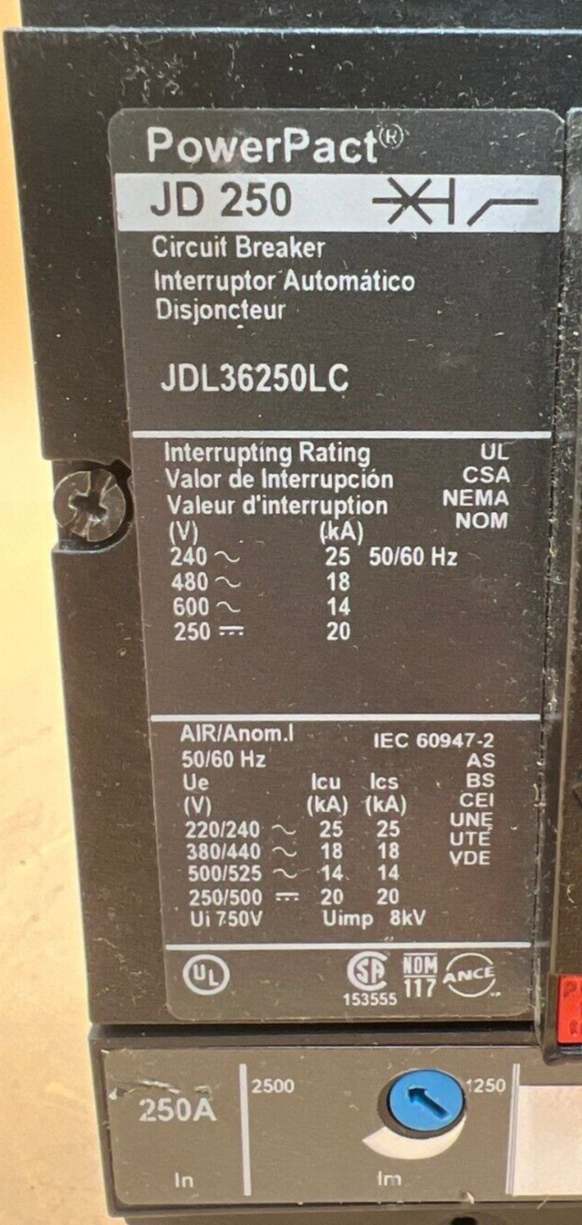 Square D JDL36250LC Used