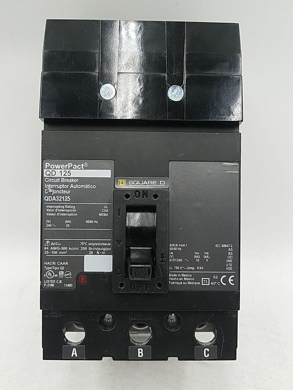 Square D QDA32125 Used