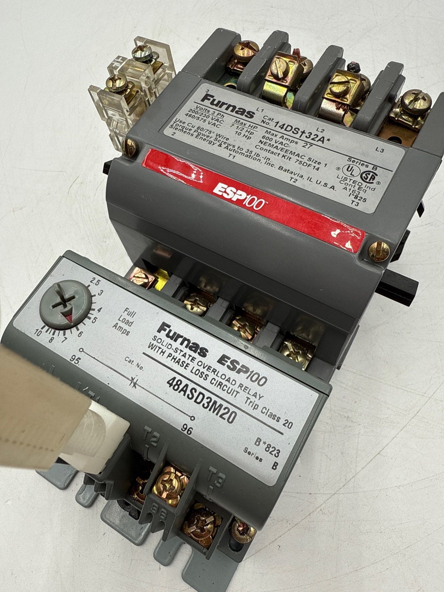 Furnas 14DS+32A Magnetic Starter 27A 3P 600V Size 1 Coil 110-120V 48ASD3M20 Used