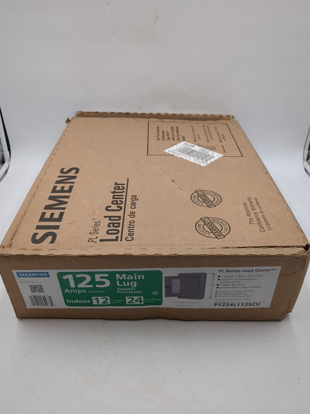 Siemens P1224L1125CU Main Lug Load Center 125A 120/240V Type 1 Indoor 12 Space New