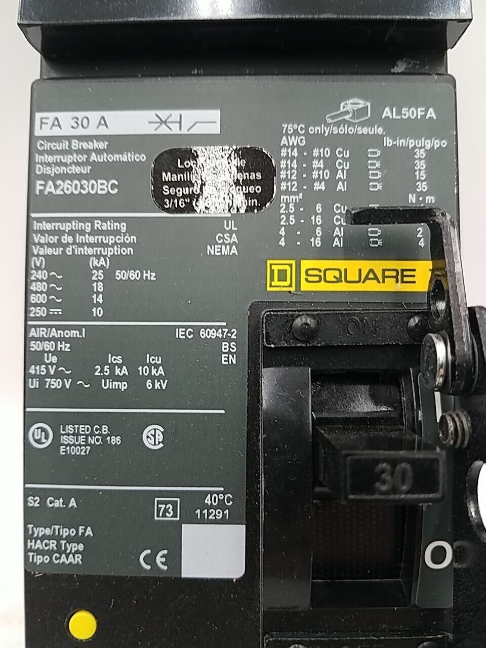 Square D FA26030BC Used