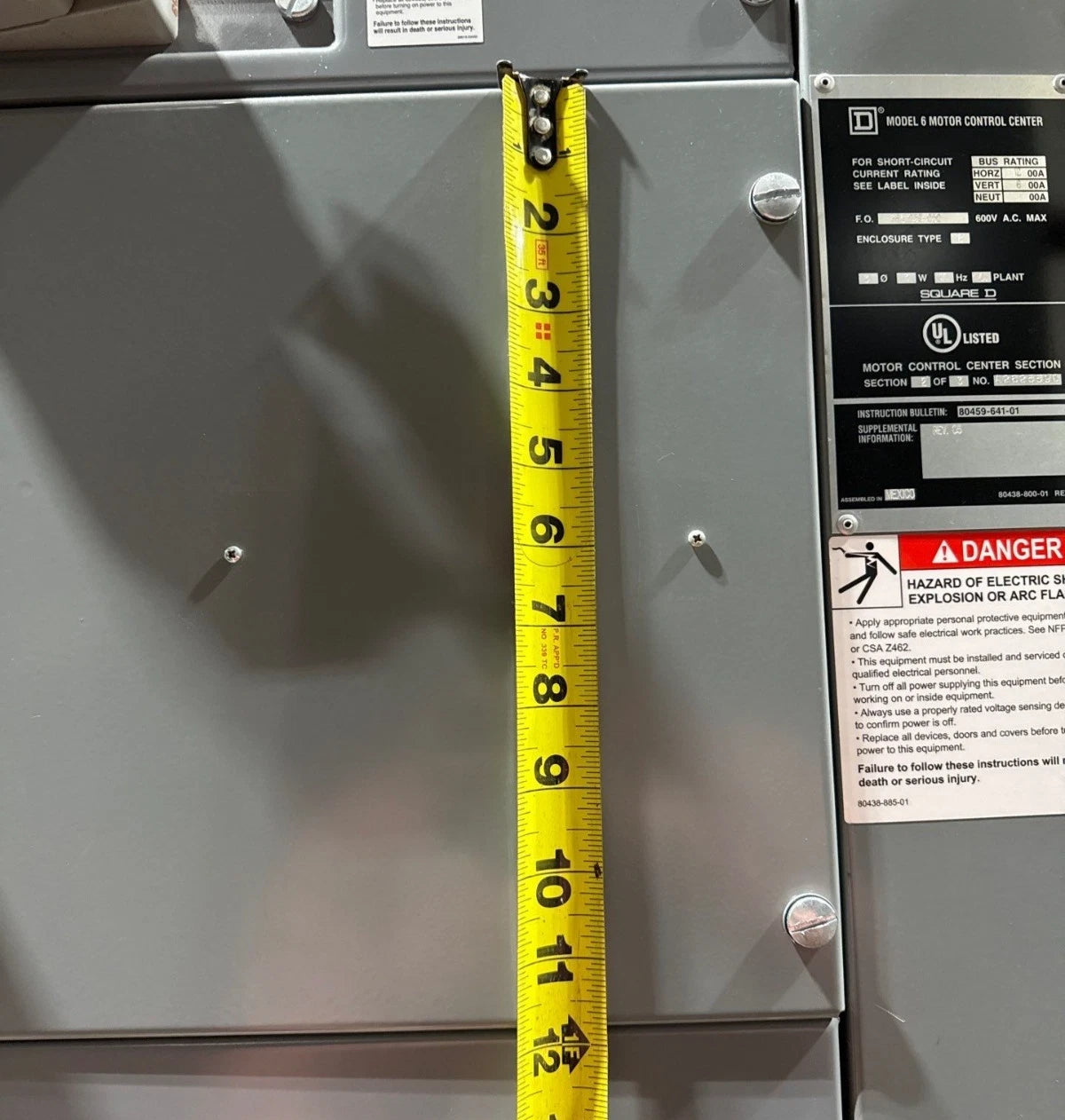 12" Square D Model 6 80 Amp Feeder MCC Bucket HJL36080 Breaker 80A HJL New