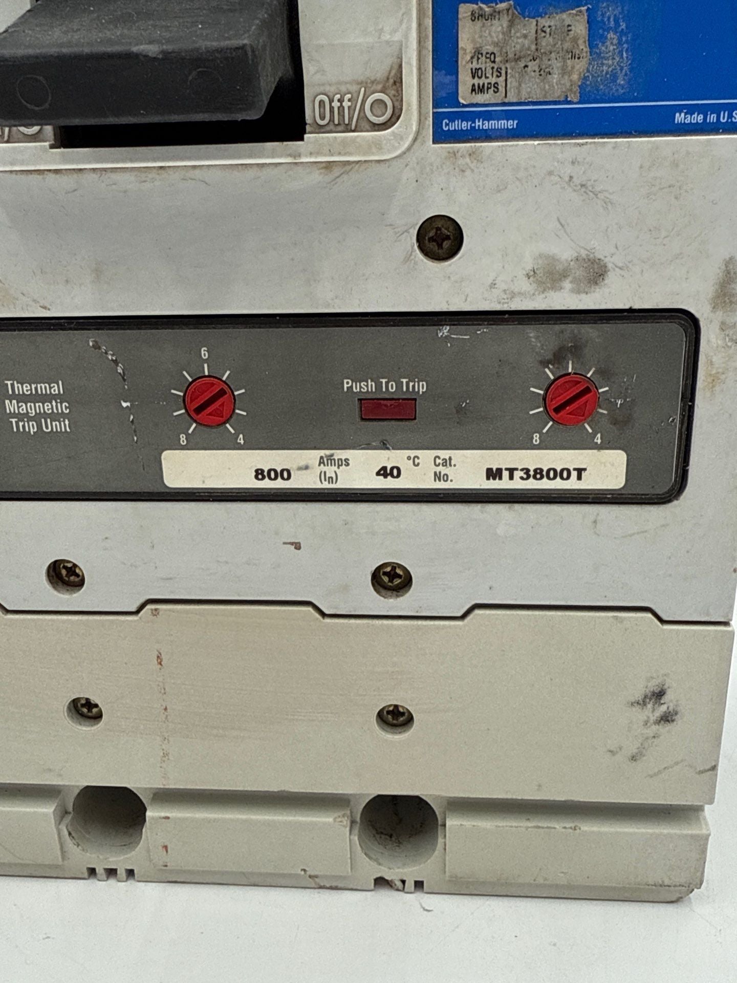 Eaton MDL3800 Circuit Breaker 800A 3P 600V 3PH MDL 50k 800 Amp 3 Pole Used