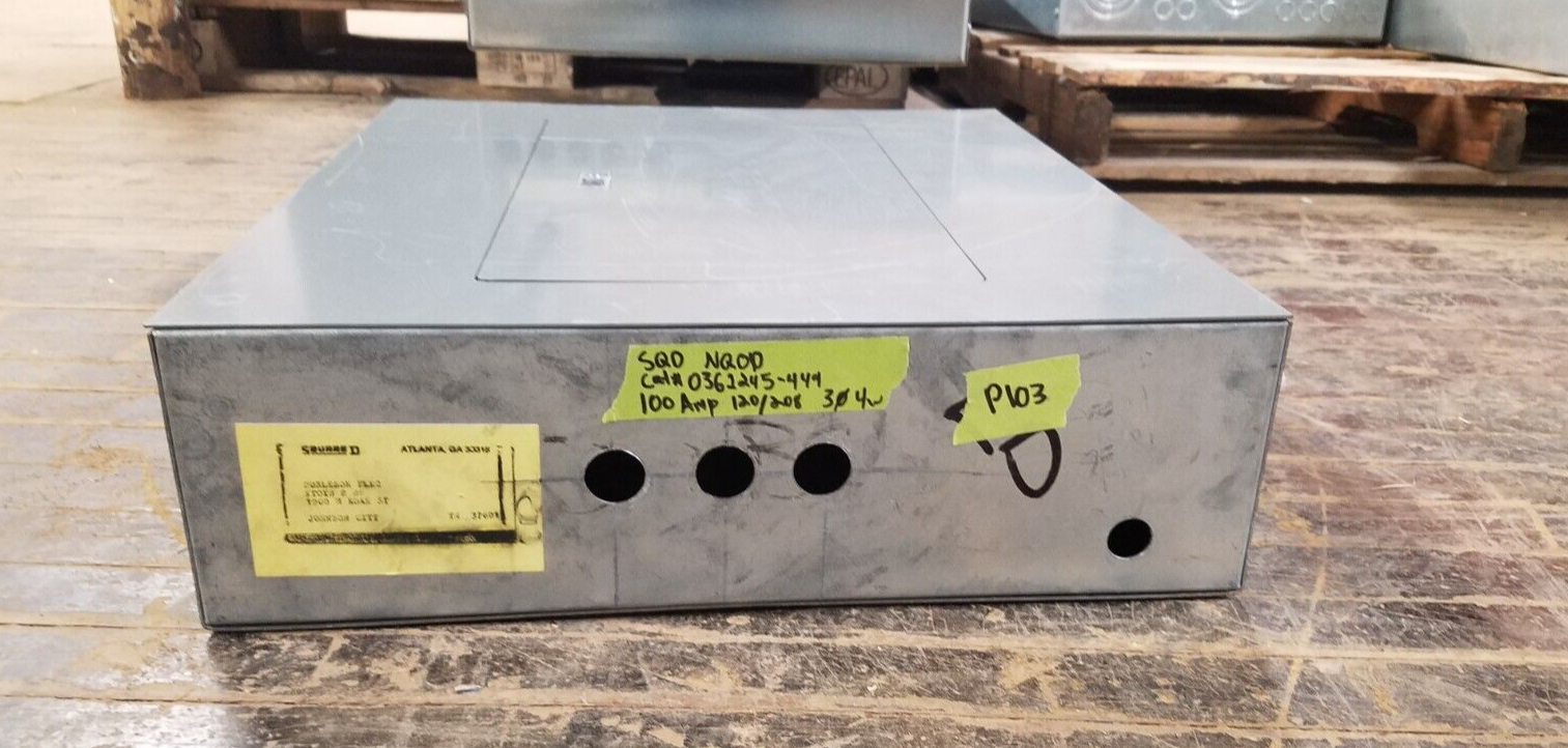 Square D NQOD Panelboard 100A 120/208V 3PH 4W MLO 24 Circuit Main Lug 100 Amp P103 Used
