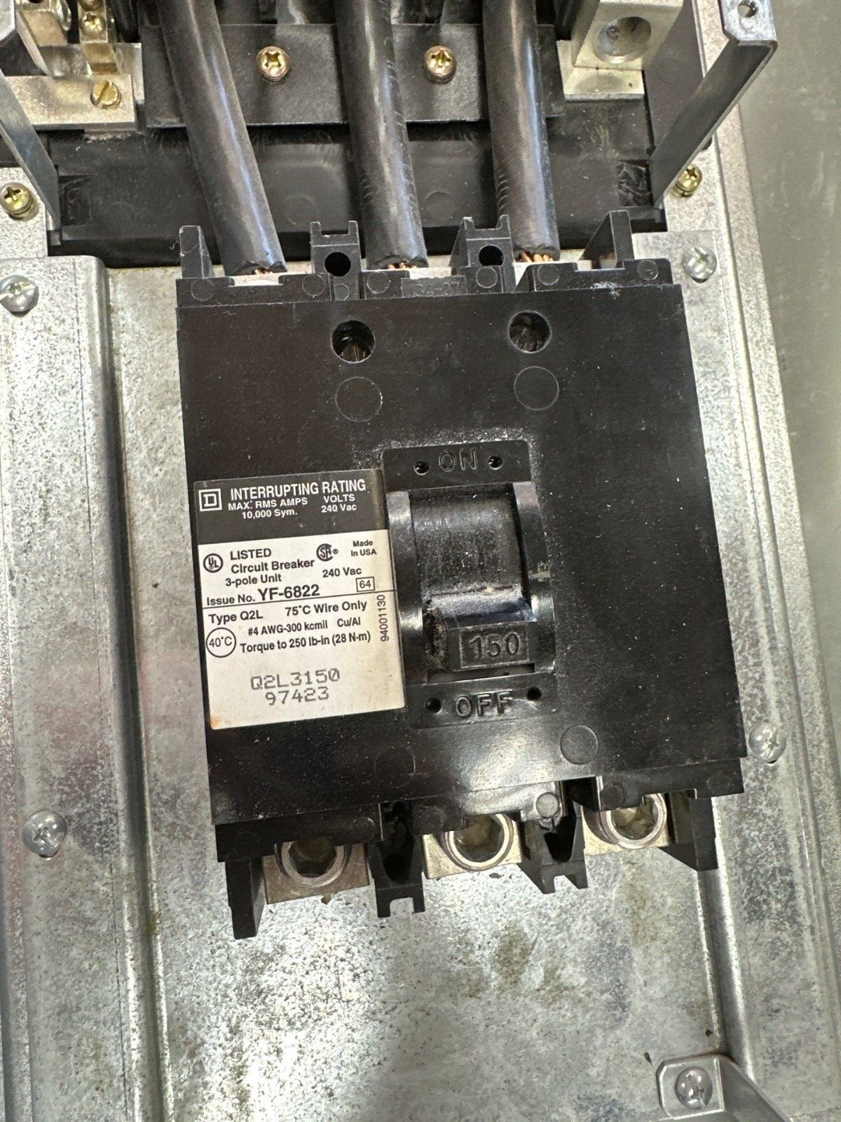 Square D NQOD442M225 Panelboard 225A 208Y/120V 3PH 42Cir 4W Indoor MCB Q2L3150 P342 Used