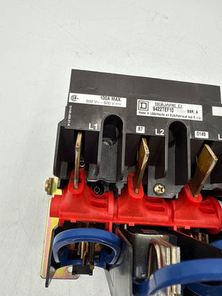 Square D 9422TEF10 Fusible Disconnect Switch 600VAC 100A With Handle Used
