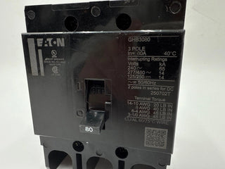 Eaton GHB3080 Circuit Breaker 80A 480/277V 3P GHB 80 Amp 3 Pole Bolt on New
